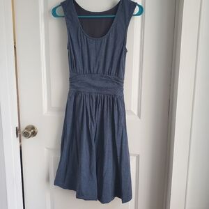 Mata traders blue geometric jersey dress